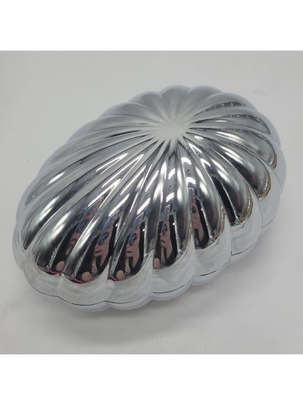 Georg Jensen Legacy Egg Bonbonniere Scalloped Chrome Candy Dish Trinket Box Phil